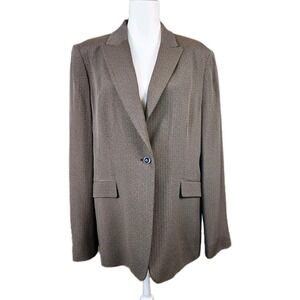 Casual Corner Jacket Blazer Womens 16 Brown Black Herringbone Career Office Y2K